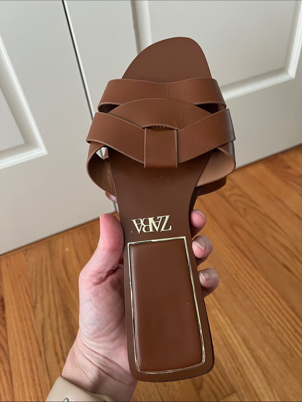 Zara Brown Flat Crossed leather Sandals 40 EU - Picture 10 of 16